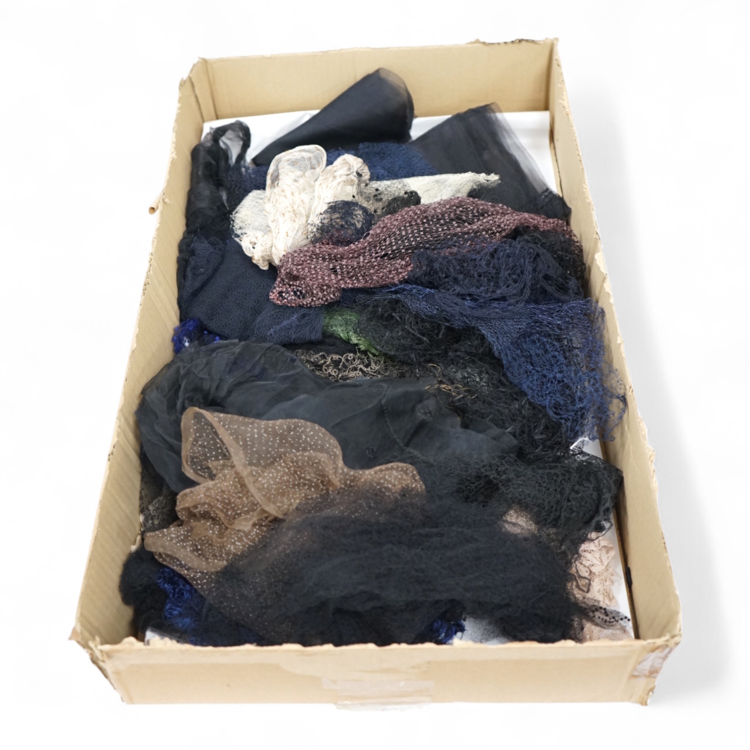 A large collection of hat veiling and netting from the early 20th century to mid 20th century.